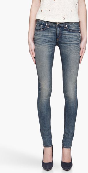 Rag & Bone Faded Indigo and Brown The Skinny Jeans - Lyst