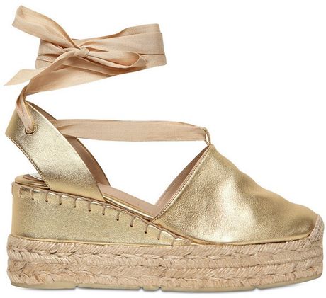 espadrille wedges calf ralph metallic lauren gold