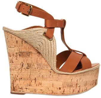 Ralph Lauren 140mm Calf and Cork Platform Wedges - Lyst