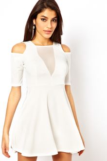 Tfnc Skater Dress with Mesh Insert - Lyst