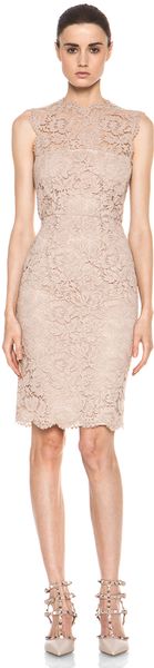 Valentino Tonal Lace Dress in Nude - Lyst