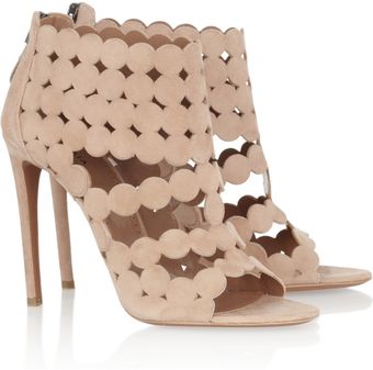 Alaïa Cutout Suede Sandals - Lyst