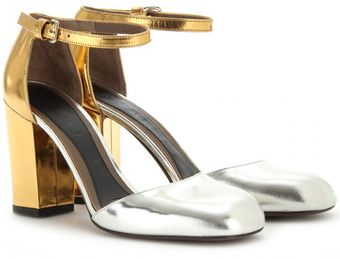 Marni Metallic Leather Maryjanes - Lyst