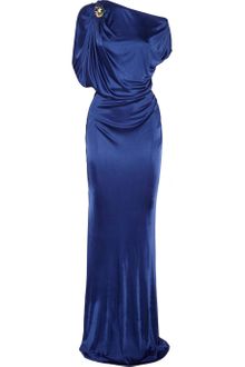 Roberto Cavalli Draped Satin jersey Gown - Lyst