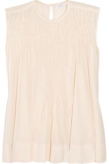 See By Chloé Smocked Silk-Crepe Top - Lyst