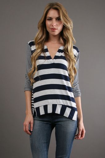 Ella Moss Juno Henley in Navy - Lyst
