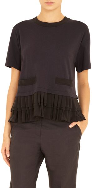Marni Short Sleeve Pleated Hem Top - Lyst