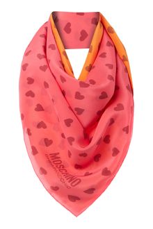 Moschino Cheap & Chic Heart Print Silk Square Scarf - Lyst