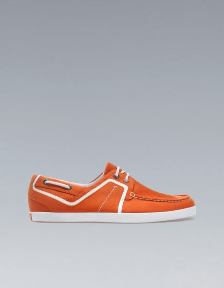 Zara Deck Shoe in Orange for Men | Lyst