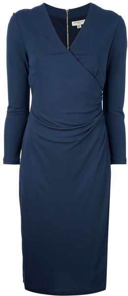 Burberry Vneck Dress in Blue (navy) - Lyst