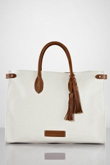 Ralph Lauren Canvas Leather Tassel Tote - Lyst
