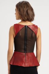 Alice + Olivia Leather Peplum Top