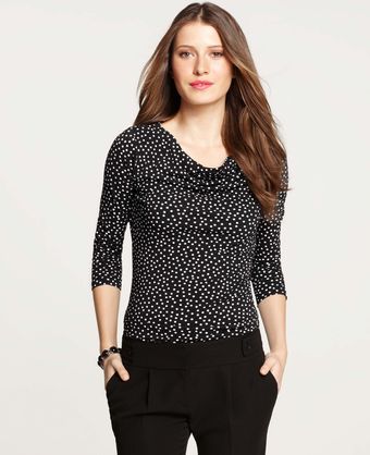 Ann Taylor Dot Print Drape Neck Top - Lyst
