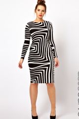 Asos Bodycon Dress in Geo Mono Print