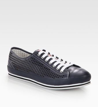 Prada Nevada Cutout Leather Sneakers - Lyst