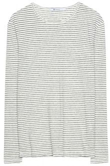 T By Alexander Wang Striped Linen Long Sleeve Top - Lyst