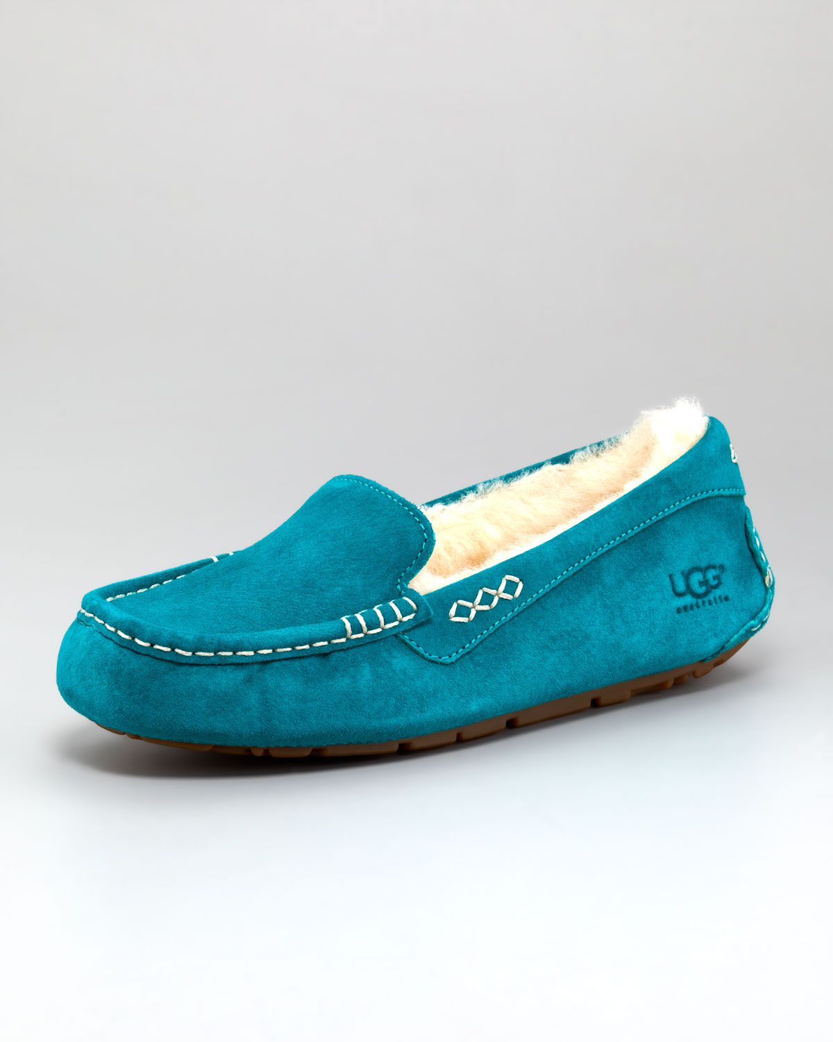 Ugg Ansley Shearling Moccasin Slipper in Blue (emerald) | Lyst