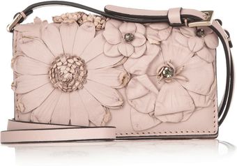 Valentino Floral appliquéd Leather Mini Shoulder Bag - Lyst