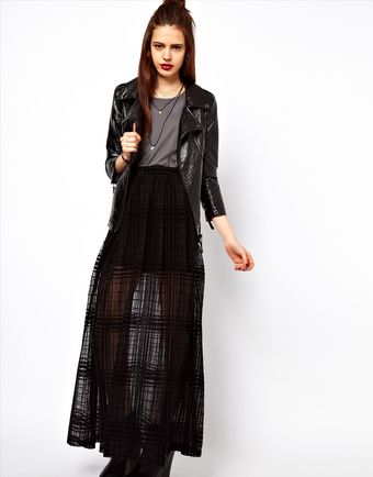 ASOS Collection  Maxi Skirt in Sheer Check - Lyst