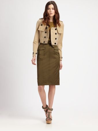 Burberry Cropped Gabardine Trench Jacket - Lyst