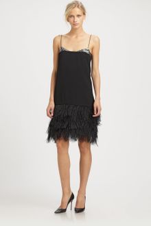 By Malene Birger Crepe Ostrich Feather Dress - Lyst