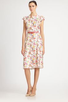 Carolina Herrera Belted Silk Dress - Lyst