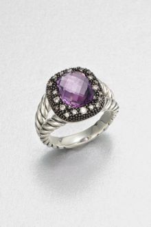 David Yurman Diamond Accented Amethyst Sterling Silver Ring - Lyst