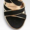 Diane Von Furstenberg Strappy Suede and Metallic Leather Platform Sandals in Black - Lyst