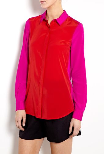 DKNY Two Tone Collared Blouse - Lyst