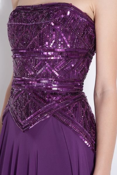 Elie Saab Strapless 12 Beaded Gown In Purple Lyst 3846