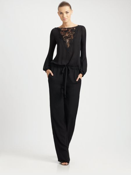 Emilio Pucci Lace Detail Jumpsuit in Black - Lyst