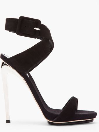 Giuseppe Zanotti Black Suede and Silver Alien 115 Heels - Lyst