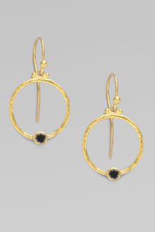 Gurhan 24k Gold Black Diamond Hoop Earrings - Lyst