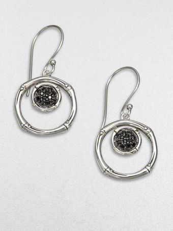 John Hardy Black Sapphire and Sterling Silver Drop Earrings - Lyst
