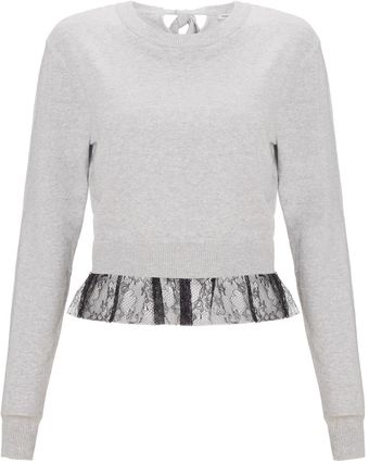 Peter Som  Lace Hem Knit Top - Lyst