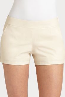 Theory Lura Leather Shorts - Lyst