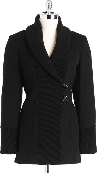 Vince Camuto Sweater Trim Toggle Coat - Lyst