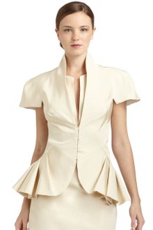 Zac Posen Silk Faille Peplum Jacket - Lyst