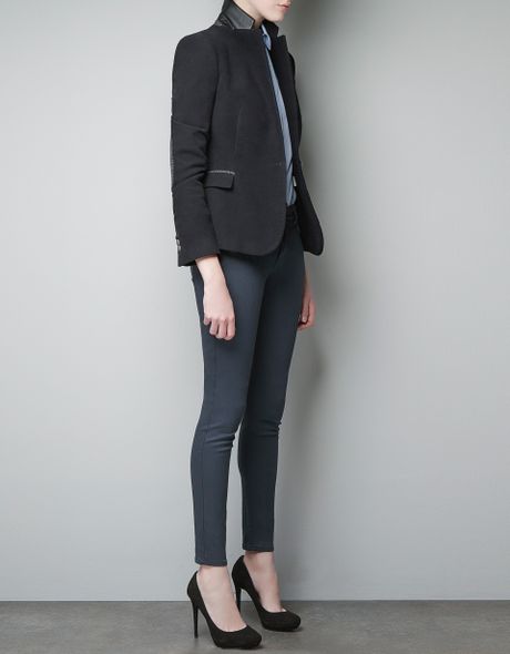 Zara Moleskin Blazer with Elbow Patches in Black (not available ...