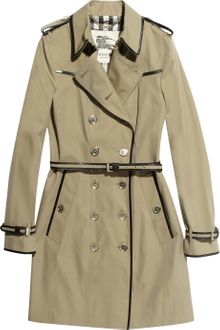 Burberry Leather trimmed Gabardine Trench Coat - Lyst