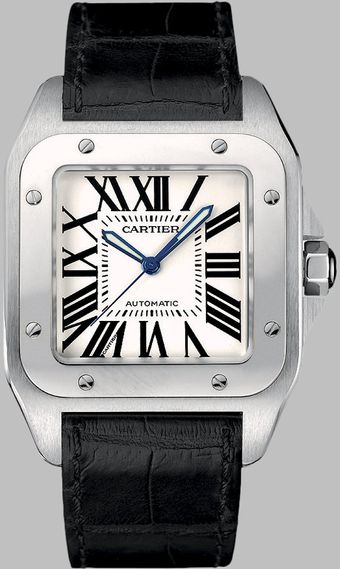 Cartier Santos 100 Stainless Steel Watch On Strap Large - Lyst