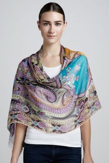Etro Classic Paisley Silk Chiffon Scarf - Lyst
