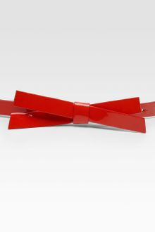 Kate Spade Patent Leather Bow Belt - Lyst