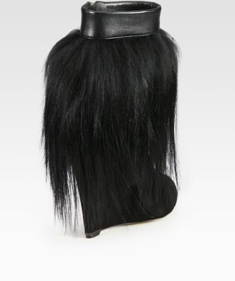 Sergio Rossi Goat Hair and Suede Wedge Ankle Boots - Lyst
