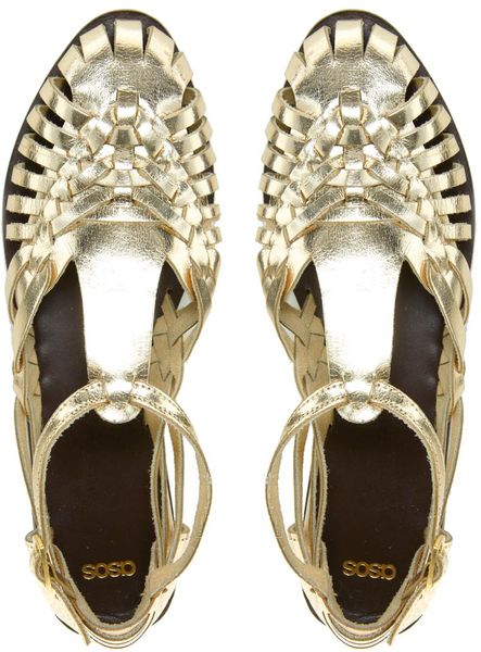 asos gold sandals flat