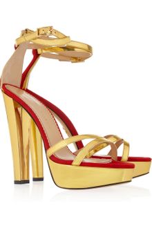 Charlotte Olympia Tokyo Metallic Leather and Suede Sandals - Lyst