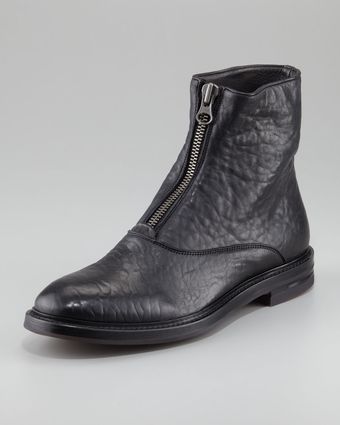 Alexander McQueen Textured Zip Boot - Lyst