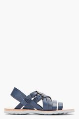 Alexander McQueen Navy Leather Minnesota Vibram Sandals