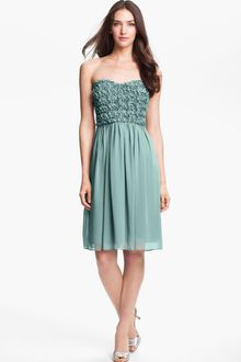 Calvin Klein Strapless Rosette Bodice Chiffon Dress - Lyst