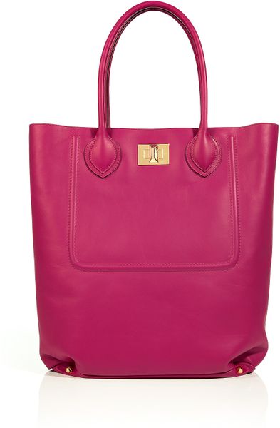 fuchsia leather handbag